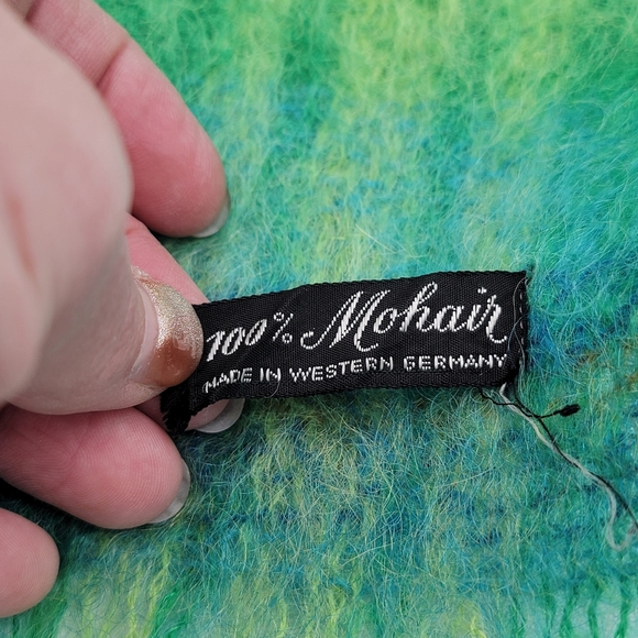 Vintage Blue & Green Mohair Scarf #2850 - Picture 3 of 6